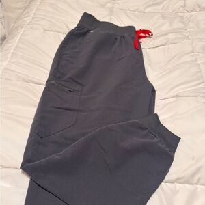 Figs Women's Charcoal Joggers with Scarlet Accent